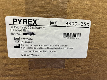 PROVETTE IN VETRO PYREX 9800-25X 25X200mm - 1 CONFEZIONE DA 48 PROVETTE