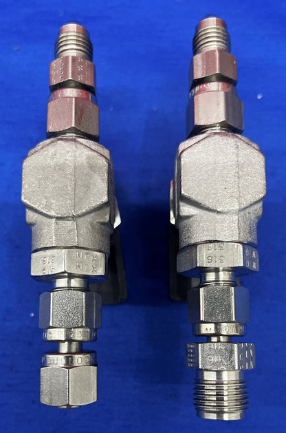 Lotto di 2 valvole a sfera FLOLOK in acciaio inossidabile 312-K-BLK-XP98