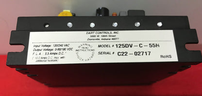 DART CONTROLS 125DV-C-55H DC SPEED CONTROL DRIVE VARIABLE SPEED CONTROL 120/240