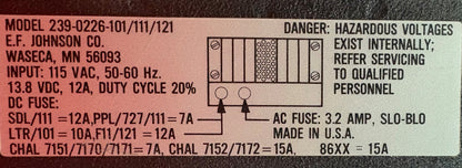 EF JOHNSON DC SPEAKER POWER SUPPLY 239-0226-101/111/121 115VAC 50/60HZ 13.8VDC