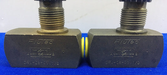 1 LOT QTY OF 2 - FLUTEC DRV-08-01.1/0 / DRV080110 FLOW CONTROL VALVE 1/4"