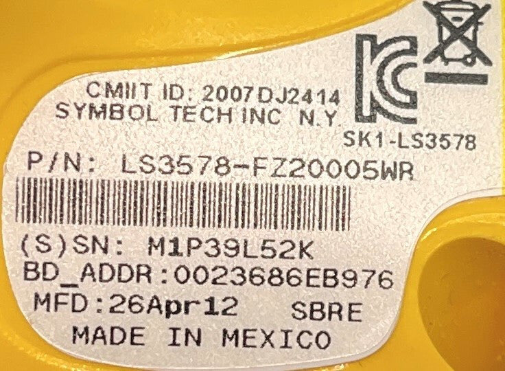 SYMBOL MOTOROLA BARCODE SCANNER LS3578-FZ2005WR CON BASE DI RICARICA