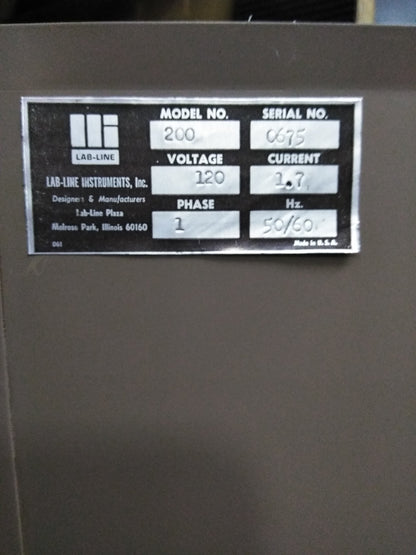 LAB-LINE INSTRUMENTS, INC. OFEN MODELL 200 SN 0675 120 V 1,7