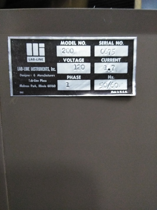 LAB-LINE INSTRUMENTS, INC. OFEN MODELL 200 SN 0675 120 V 1,7