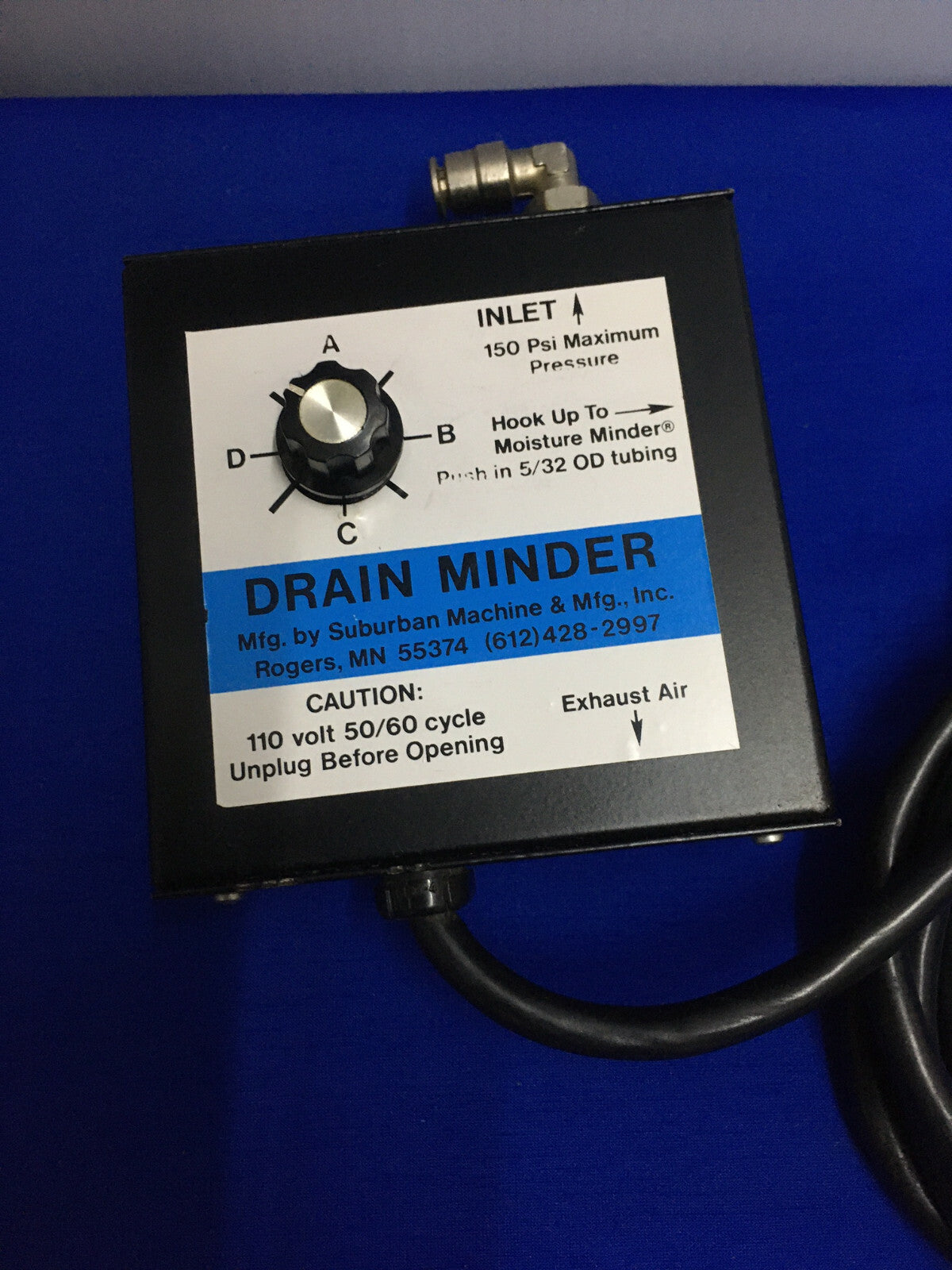 SUBURBAN MACHINE &amp; MFG DRAIN MINDER 110/VOLT 50/60 CICLO