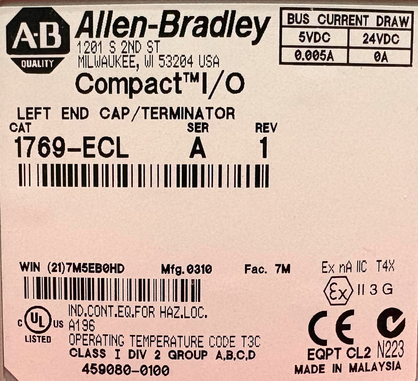 ALLEN BRADLEY 1769-ECL SERA,1769-PA2 SERA ,1769-OB16 SERB,QTY 2 - 1769-IQ16 SERA