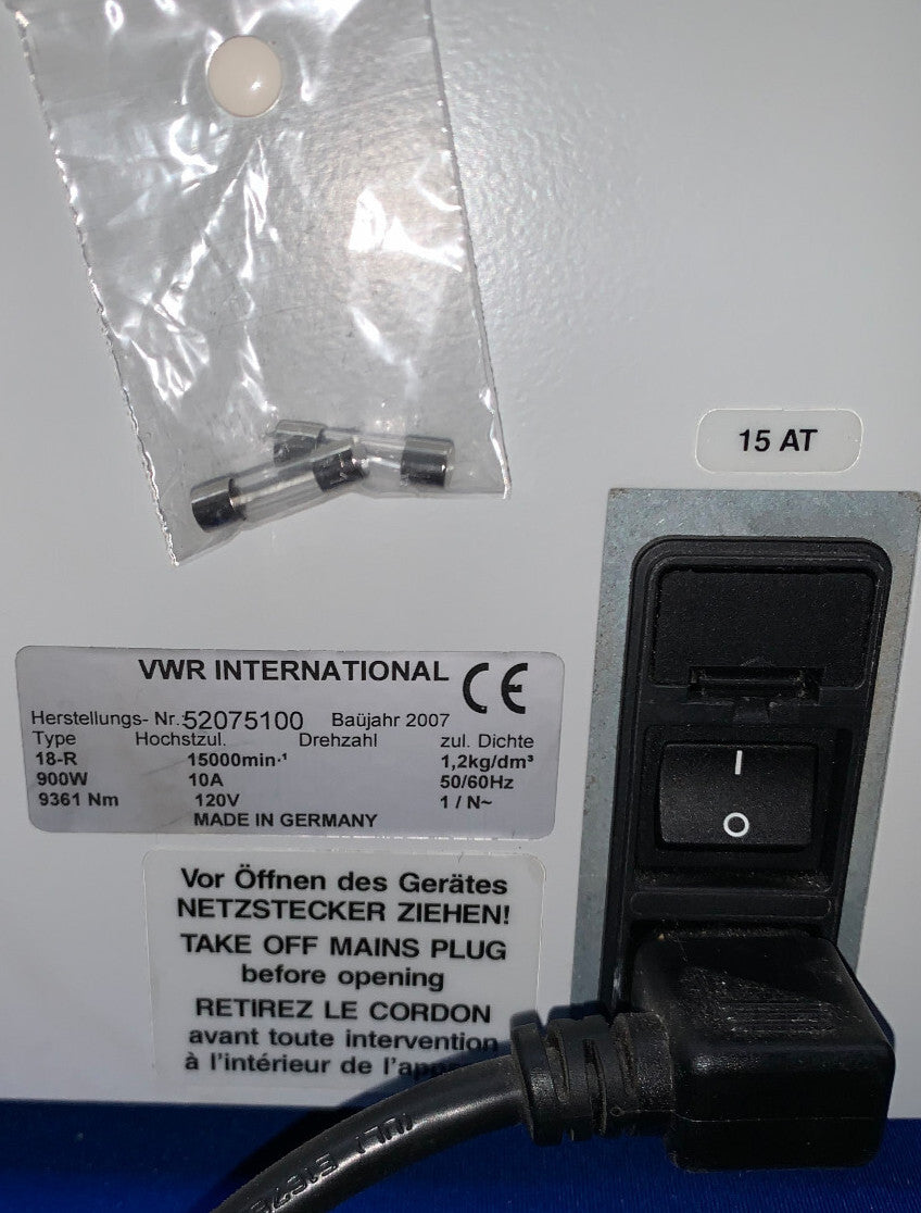VWR MICRO 18R CENTRIFUGE REFRIGERATED BENCHTOP MICROCEMTRIFUGE 15000 RPM