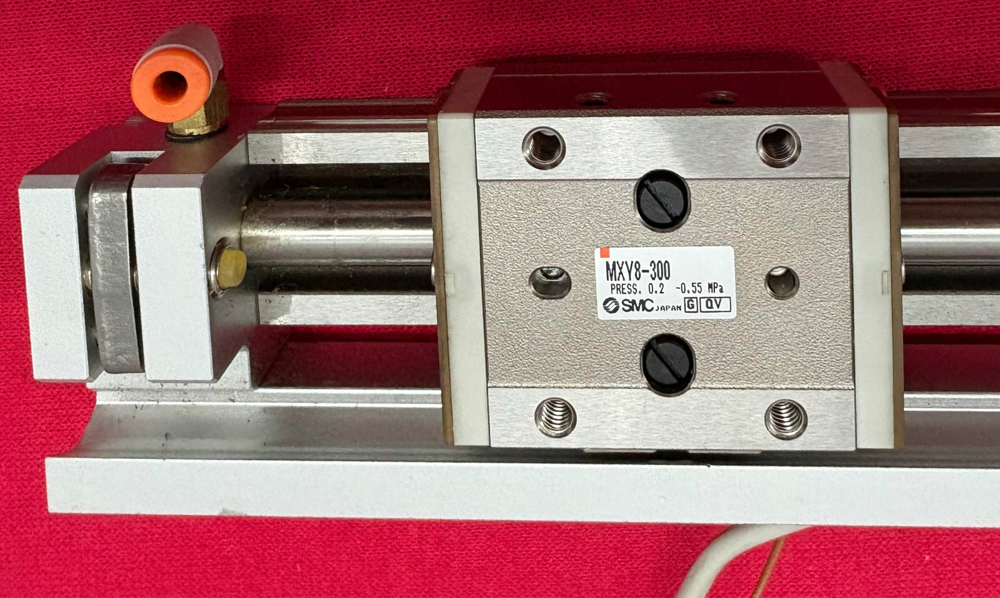 SMC LONG STROKE 300mm AIR PNEUMATIC SLIDE TABLE MXY8-300 w/ QTY 2 SMC D-M9N