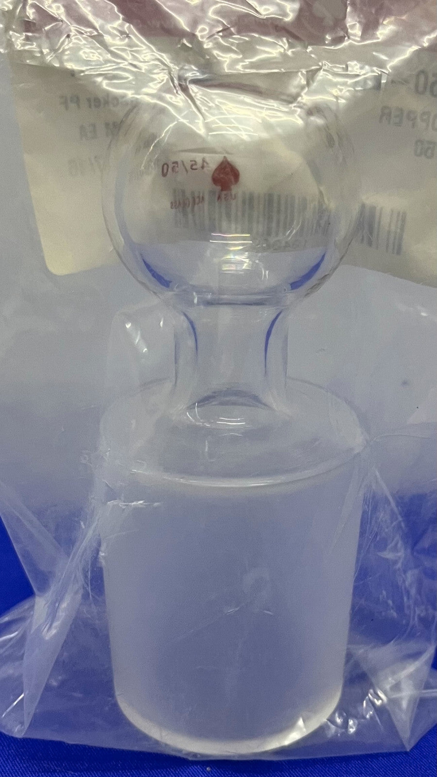 ACE GLASS 8250-20 HOLLE GLASSTOPPER MET VOLLEDIGE LENGTE 45/50 VOEG