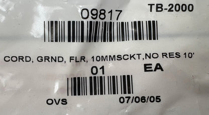 DESCO 09817 ESD GROUNDING CORD GRND FLR 10mmSCKT NO RES 10'  FEMALE SNAP