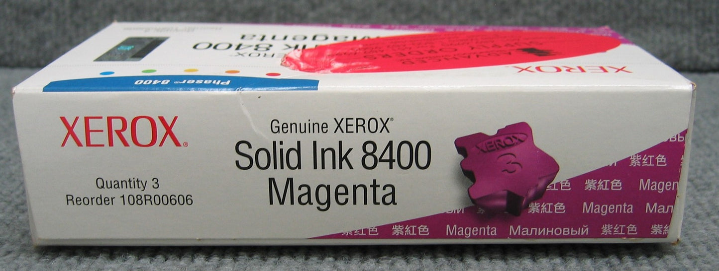 XEROX PHASER 8400 / 108R00606, PAQUETE ORIGINAL SIN ABRIR INCLUYE 3 BARRAS DE INYECCIÓN DE TINTA