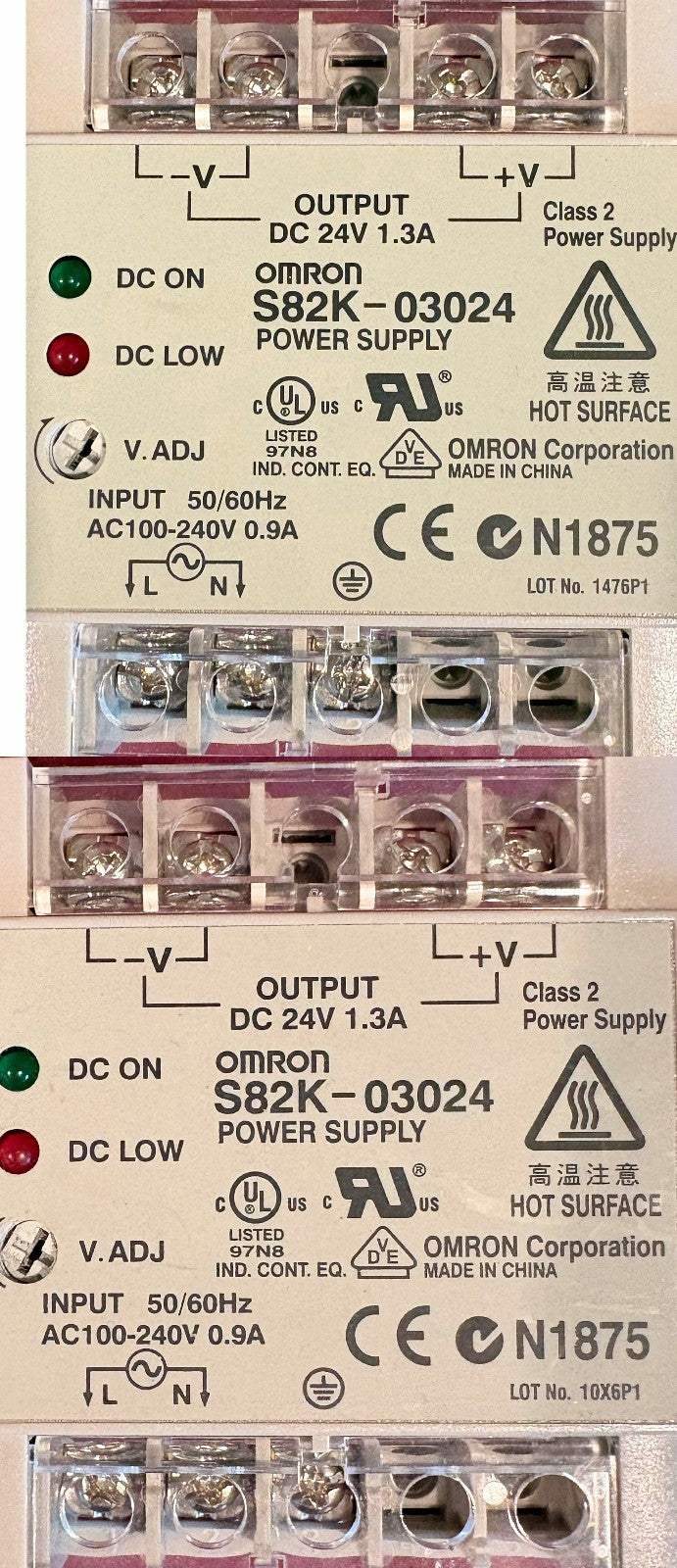 OMRON S82K-03024 POWER SUPPLY N1875 INPUT: AC100-240V OUTPUT