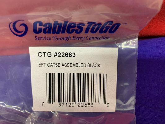 1 lotto di 7 - C2G Cables To Go Cat5e 22683 5' connettori neri RJ-45 maschio 