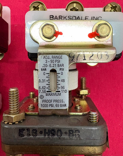 BARKSDALE E1S-H90-BR ECON-O-TROL SERIES PRESSURE SWITCH 3-90PSI - 1 LOT QTY 2