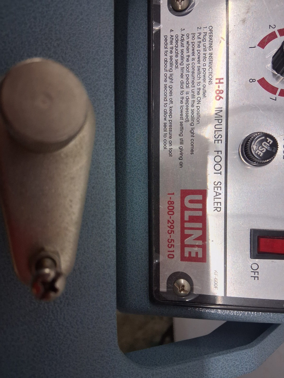 ULINE H-86 FOOT OPERATED IMPULSE SEALER 24" ITEM IS USED TESTED WORKS.