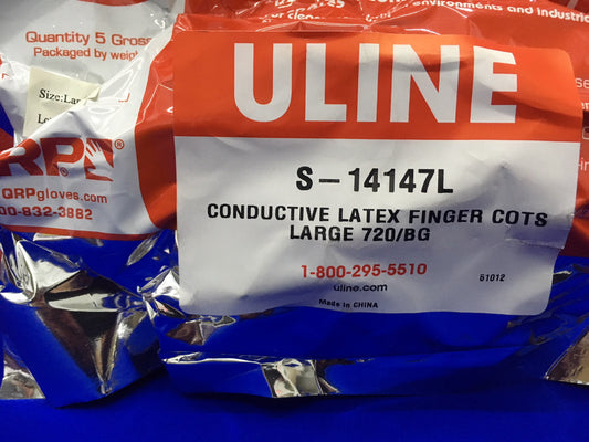 1 PAQUET - DOIGTS EN LATEX CONDUCTEUR ULINE S-14147L GRAND 720/SAC