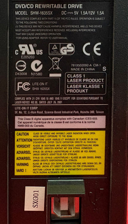 LITE-ON SHW-1635SX DVD/CD RE-WRITABLE DRIVE R/RW R DL COMPACT DISC / RW DVD+R DL