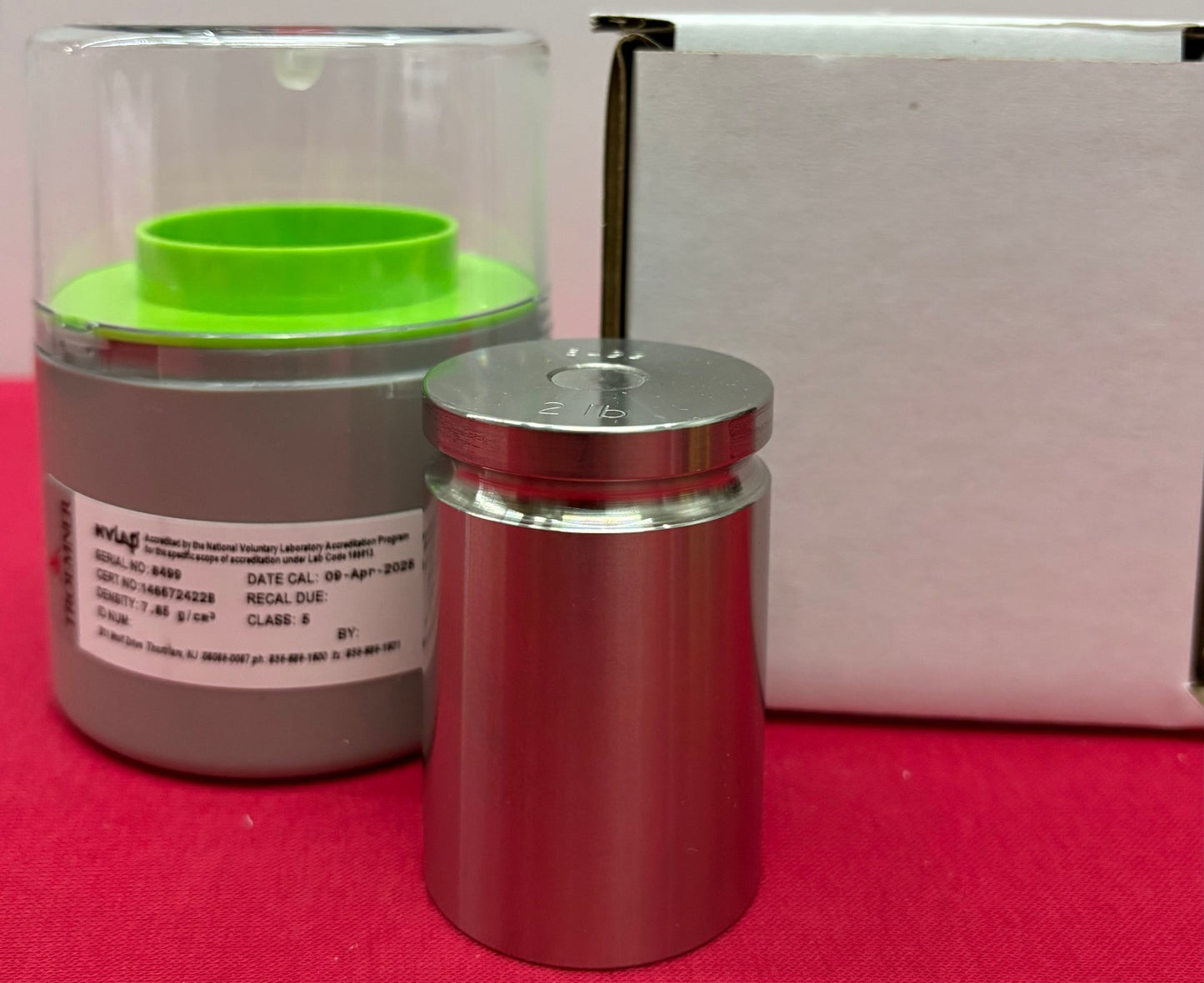 TROEMNER 2LB PRECISION CYLINDRICAL WEIGHT w/ CASE CL 5 STAINLESS STEEL