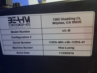Beahm 43-B Manual Die Necker 120V 50/60 Hz 100-125 PSI 10 Amp