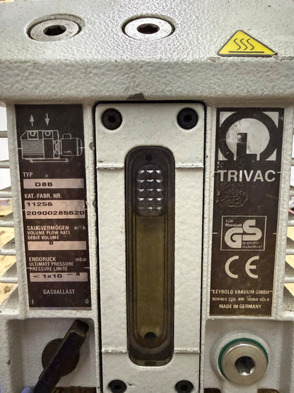 LEYBOLD / TRIVAC D8B TWO STAGE OIL SEALEDROTARY VANE VACUUM PUMP PARTS/REPAIR