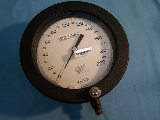 ASHCROFT TEST GAUGE Q-8605 0-200 PSI TEMPERATURE COMPENSATED 0.5 PSI SUBD