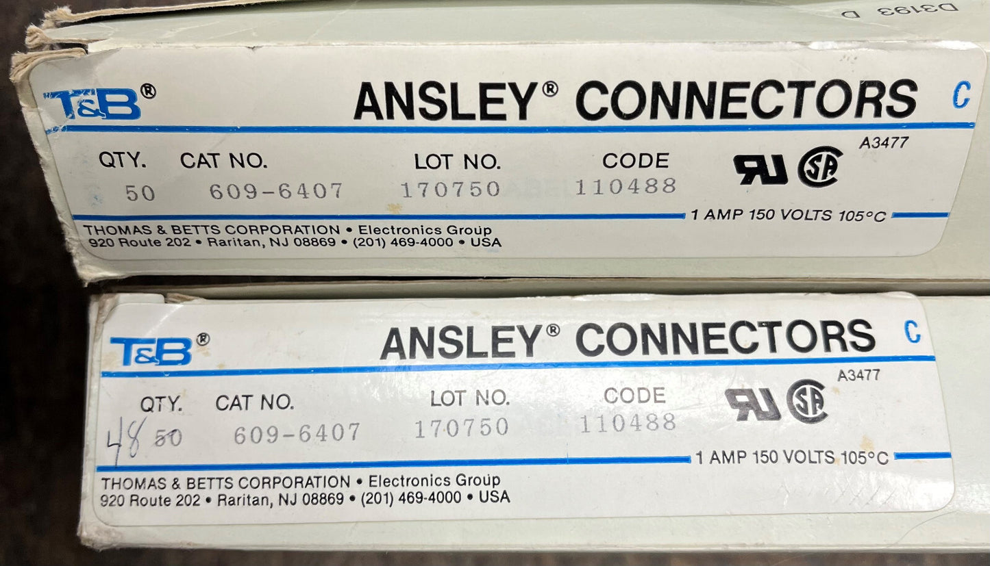 THOMAS &amp; BETTS T&amp;B® ANSLETY® CONNECTOREN 609-6407 - 1 VERPAKKING 50 &amp; 1 VERPAKKING 48 