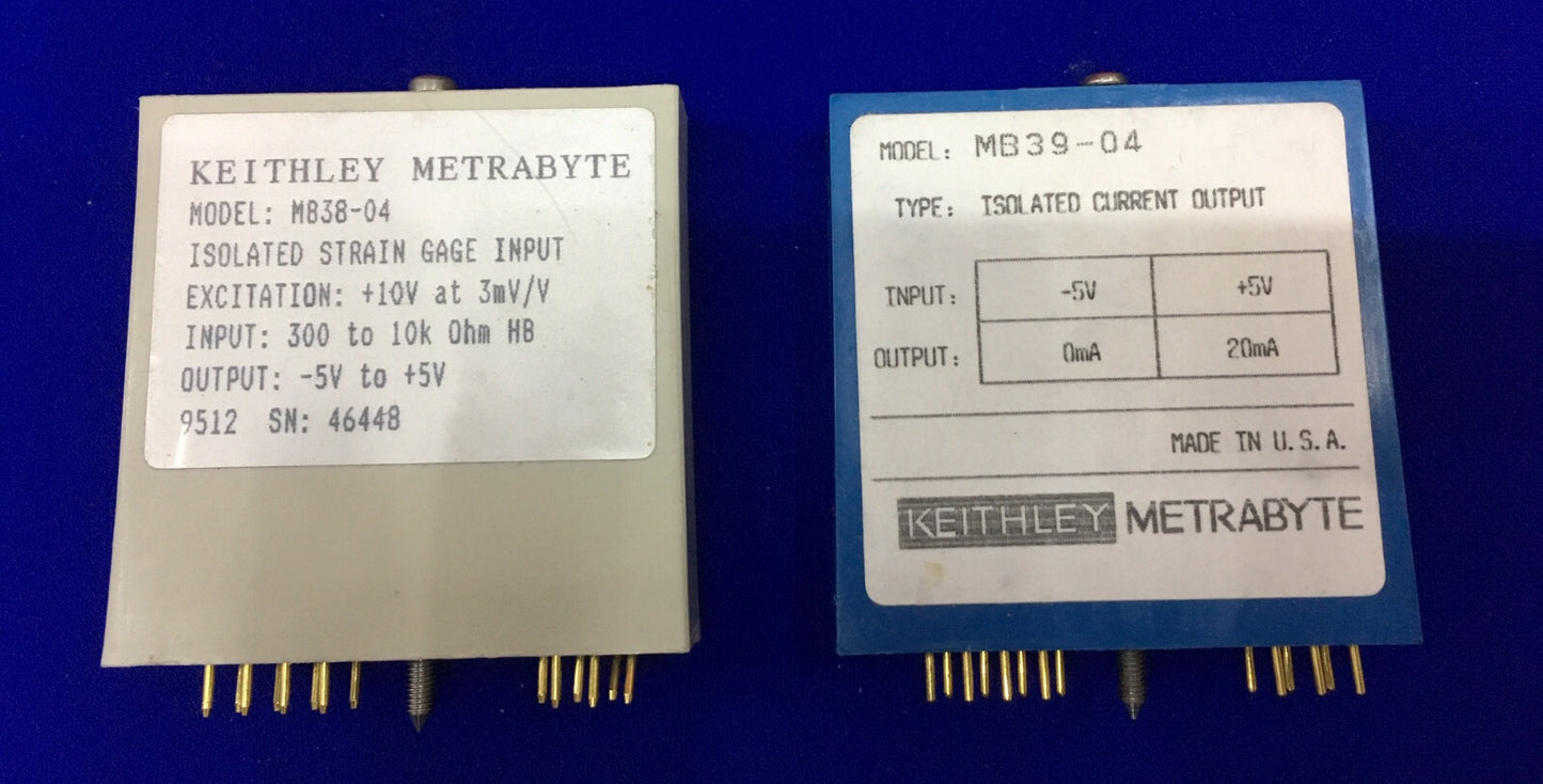KEITHLEY METRABYTE QTY 1 - MB38 MB38-04 &amp; QTY 1 - MB39 MB39-04 MODULO