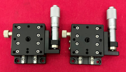 Lot of 2 XPG40 MANUAL 40mm x 40 mm STAGE X-AXIS LINEAR MANUAL POSITIONING STAGE
