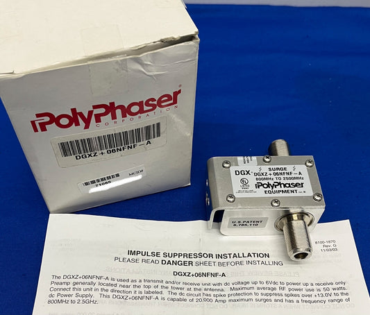 POLYPHASER ® EQUIPMENT DGX ® / DGXZ+06NFNF-A PROTETTORE DI CIRCUITO AD ANELLO ISOLATO