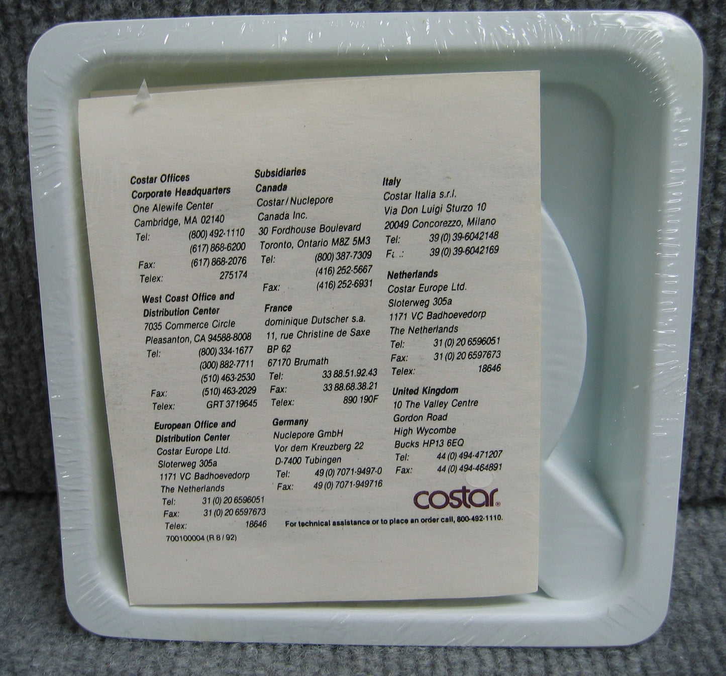 PRODUITS DE FILTRATION NUCLEPORE CORNING COSTAR 111706 PC MB 90 MM 0,2 UM 