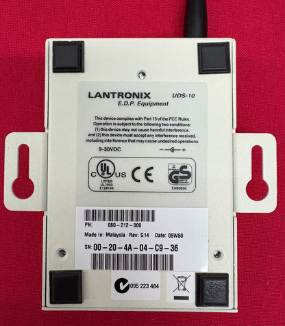 LANTRONIX® UDS-10 SERIAL TO ETHERNET INTERFACE 080-212-000 w/ POWER SUPPLY