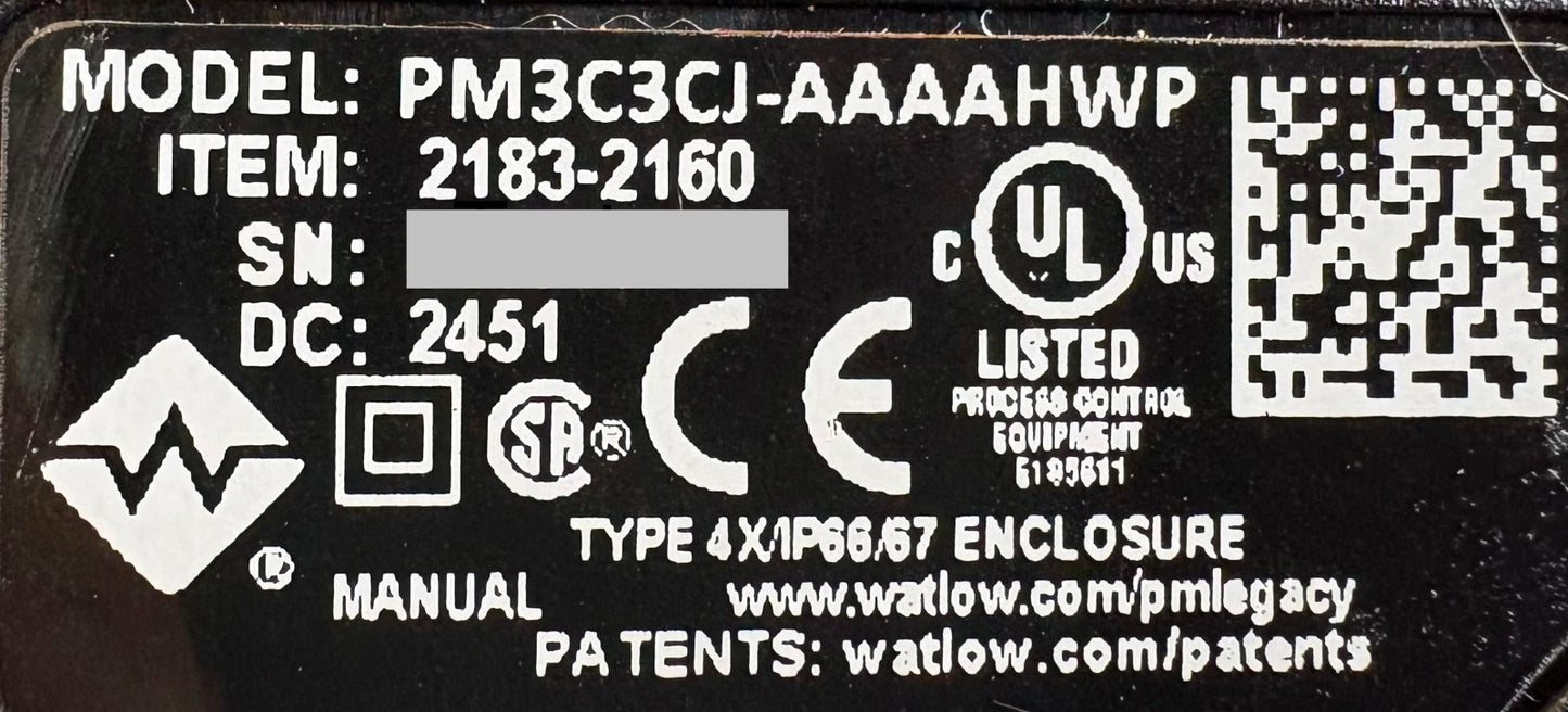 WATLOW PM3C3CJ-AAAAHWP /  2183-2160 DC 2451 LEGACY CONTROLLER