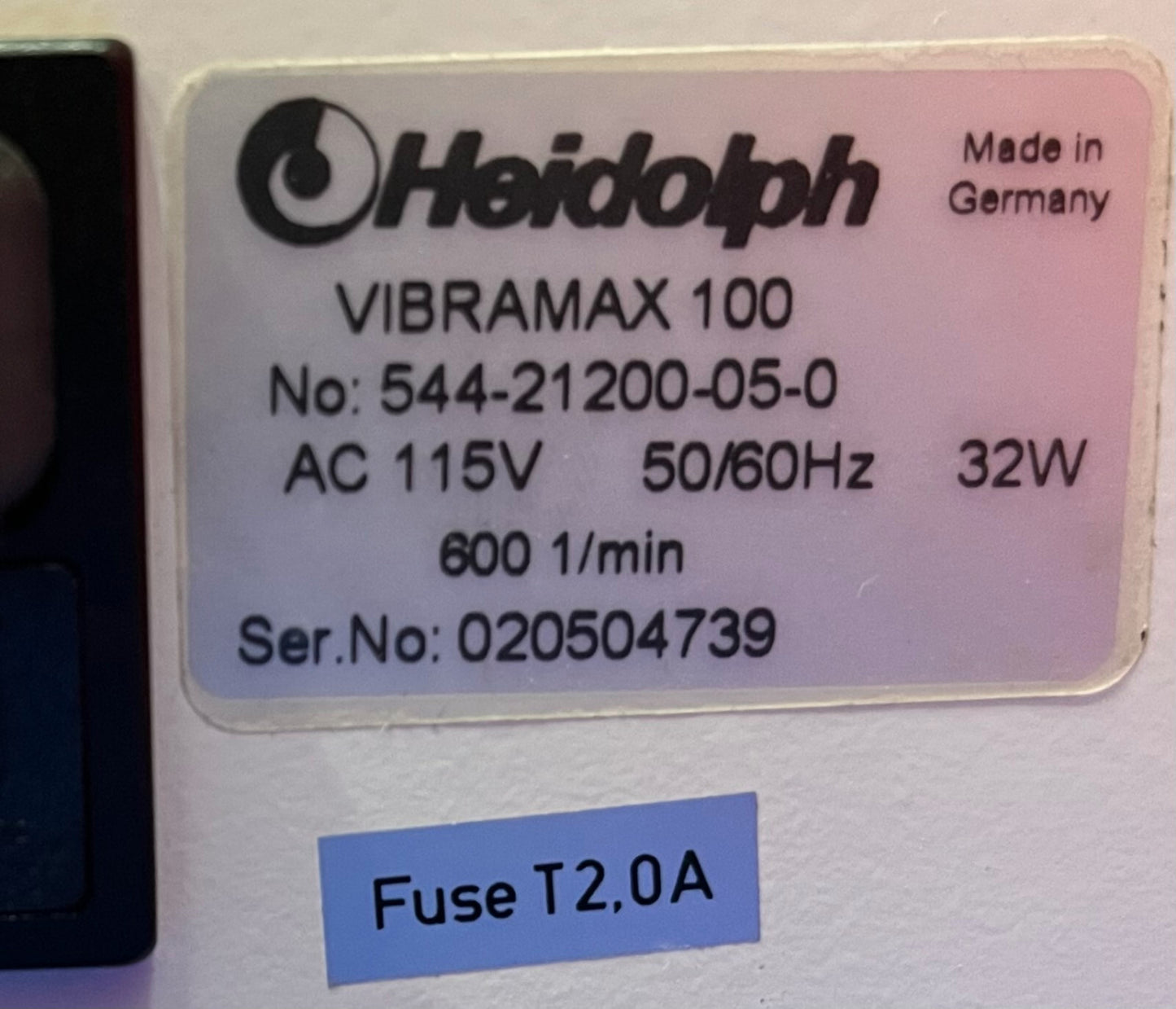 ROCHE HEIDOLPH VIBRAMAX 100 / 544-21200-05-0 VIBRATIONSPLATTFORM-SCHÜTTEL AC 115V 