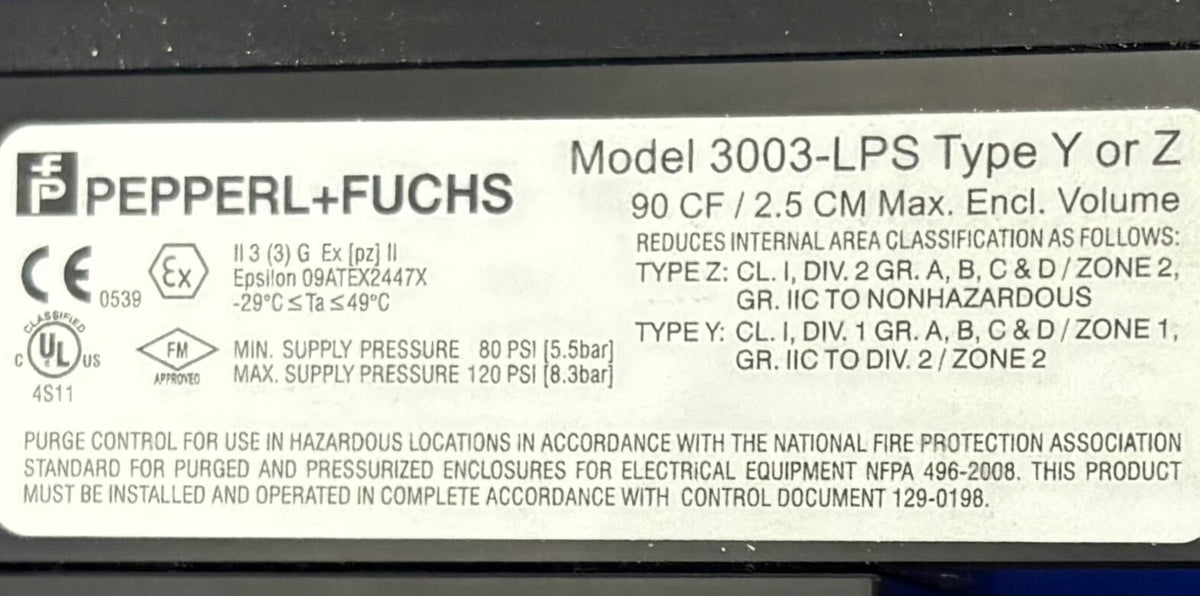 PEPPERL+FUCHS 3003-LPS タイプ Y または Z マニホールド多機能パージ制御バルブ