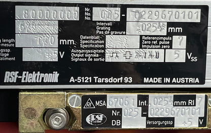 RSF ELEKTRONIK MSA 6706 67061 170 MM LINEAR-ENCODER MIT Parker Daedal 106061C20ELH