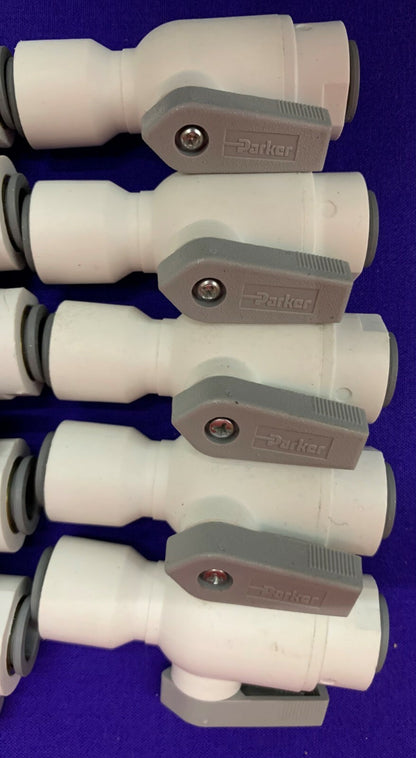 Lot van 15 - Parker kogelkraan 5UMV0 / Inline / Buismaat 3/8” / Buismaat 3/8” 