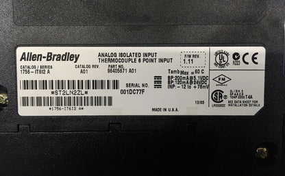 Allen-Bradley AB 1756-IT612 1756IT612 SER A TERMOCOPPIA CON INGRESSO ANALOGICO ISOLATO