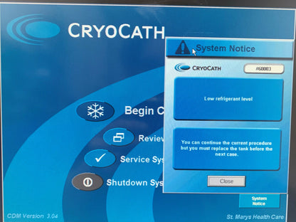 CRYOCATH 10000-003 SISTEMA CRIOQUIRÚRGICO CON CATÉTER DE ABLACIÓN CRIOGÉNICA (REPUESTOS Y REPARACIÓN)