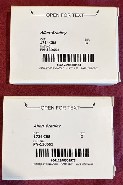 Allen Bradley AB 1734-IB8 SER D PN-130651 24VDC 8-CHANNEL DIGITAL MODULE - QTY 2