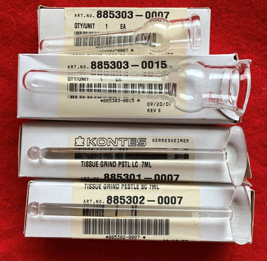 1 LOT - MISC Kontes Glass 7ml Tissue Grinder Stamper &amp; Vijzel Schenktuit