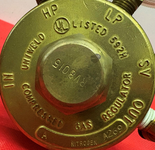 UNIWELD 592H COMPRESSED GAS REGULATOR A NITROGEN A269  W/ 2 CPI GAUGES