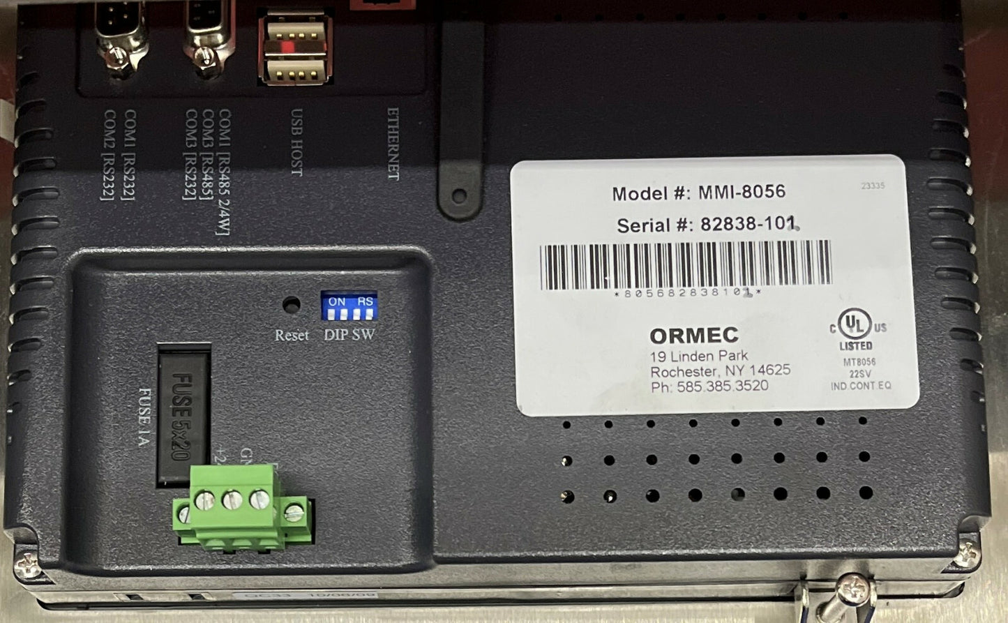 ORMEC MMI-8056 Operator Interface Color Display Touch Screen w/Enclosure