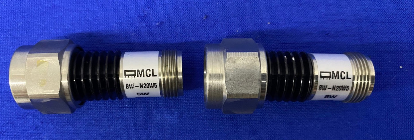 MCL MINI-CIRCUITS BW-N20W5 ATTENUATOR 5W 20dB DC-18GHz - 1 LOT QTY 2