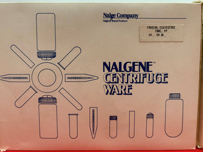 NALGENE 3103-0050 BOX OF 10 CONICAL CENTRIFUGE TUBE PP 50ML - 1 LOT QTY 2 BOXES