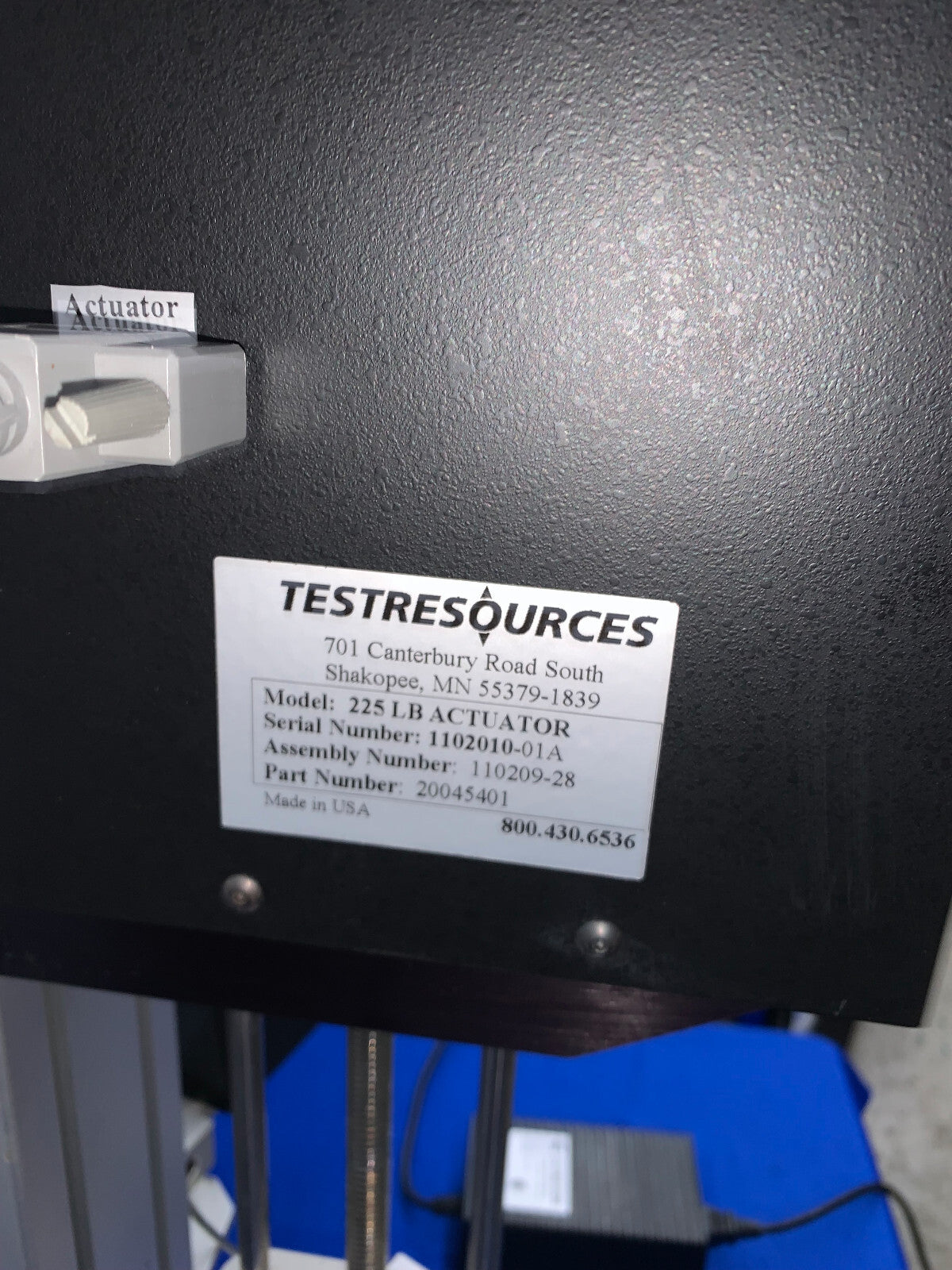 ACTIONNEUR TESTRESOURCES 225 LB AVEC CAPTEUR DE FORCE SM-50-294, CAPTEUR DE FORCE 50 LB