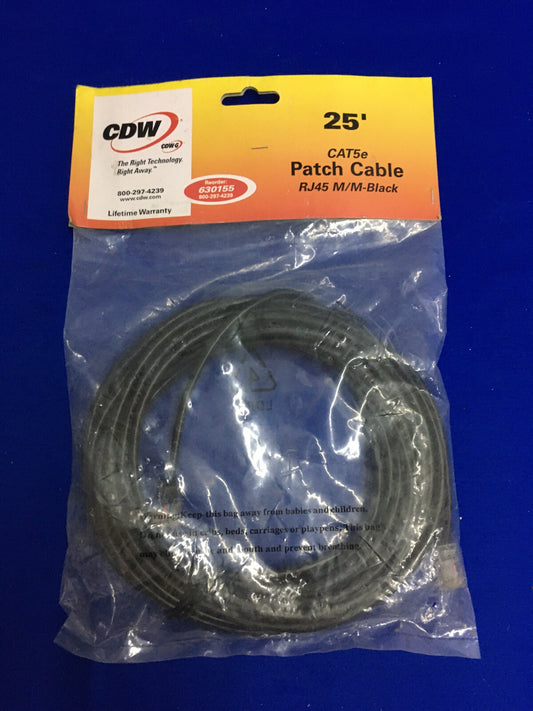 CDW 630155 25' CAT5e PATCH CABLE RJ45 M/M-BLACK