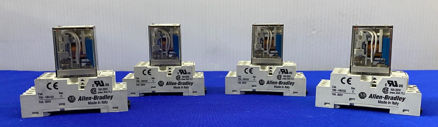 Allen Bradley 700-HN103  RELAY SOCKET BASE & 700-HC24Z24-4 ICE CUBE RELAY  QTY 4