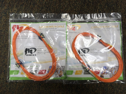 FIS Custom Patch Glasfaserkabel, Duplex 3mm MM 62,5um OM1 Glasfaser LC/PC auf LC/PC 3m