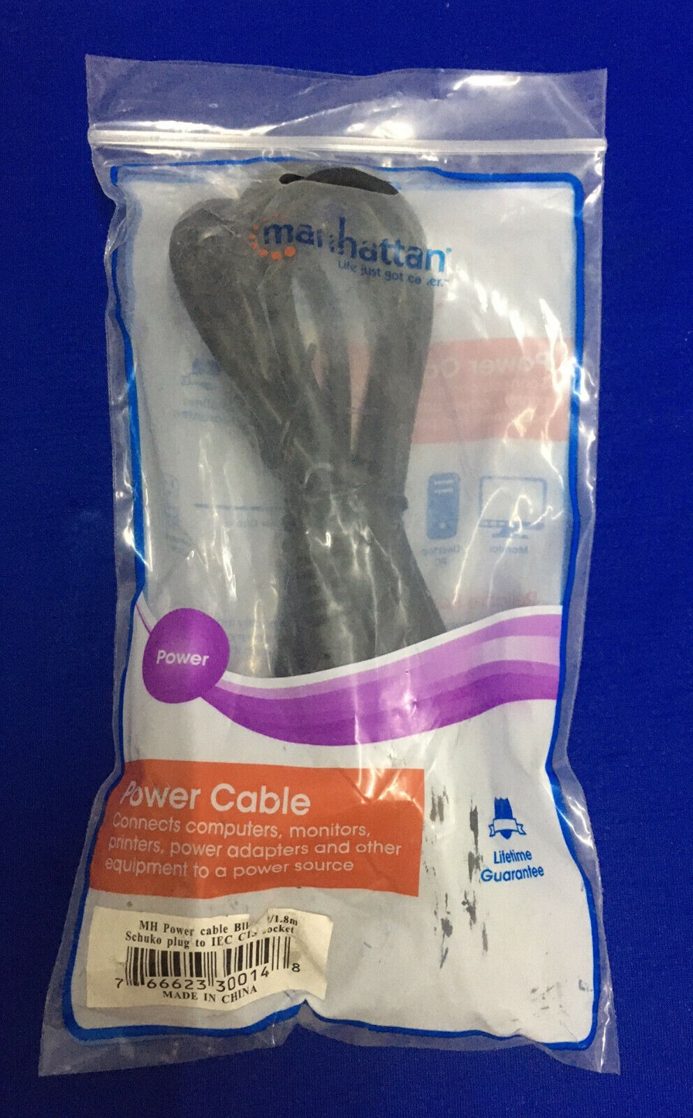 MANHATTAN 7-6662-330014-8 766623300148 CABLE DE ALIMENTACIÓN MH NEGRO 6 PIES/1,8 M ENCHUFE SCHUKO