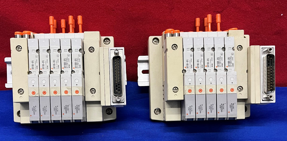 Lot von 2 SMC SS5V1 1011265-00-6 mit (5) SV1100-5FU Magnetventilen